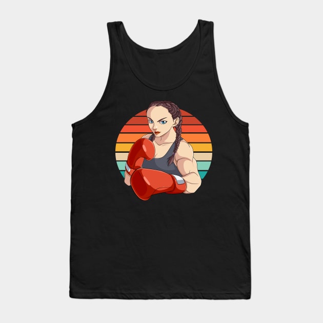 Female Boxer Boxing Girl Knockout Gloves Fighter Tank Top by Noseking